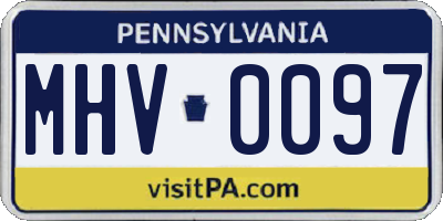 PA license plate MHV0097