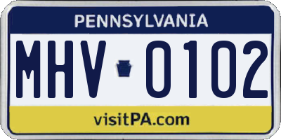 PA license plate MHV0102