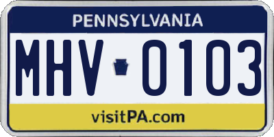 PA license plate MHV0103