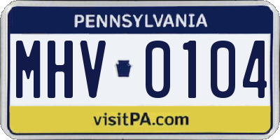 PA license plate MHV0104
