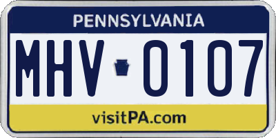 PA license plate MHV0107