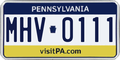 PA license plate MHV0111