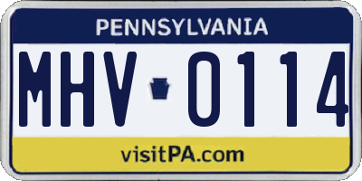 PA license plate MHV0114