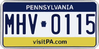 PA license plate MHV0115