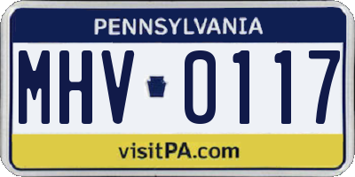 PA license plate MHV0117