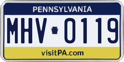 PA license plate MHV0119