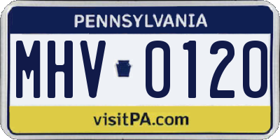 PA license plate MHV0120