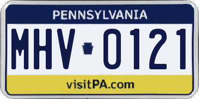 PA license plate MHV0121