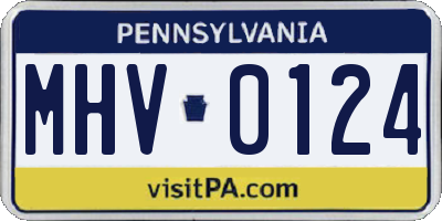 PA license plate MHV0124