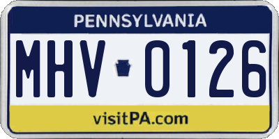 PA license plate MHV0126
