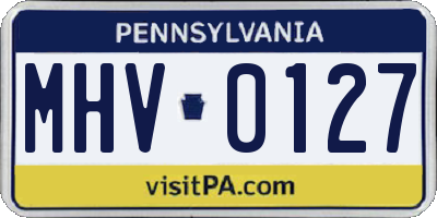 PA license plate MHV0127