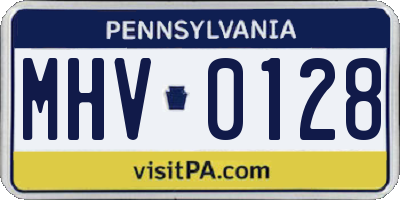 PA license plate MHV0128