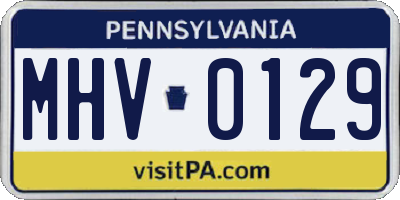 PA license plate MHV0129