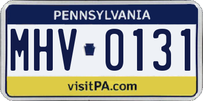PA license plate MHV0131