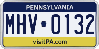 PA license plate MHV0132