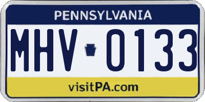 PA license plate MHV0133