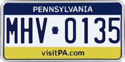 PA license plate MHV0135
