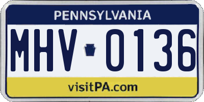 PA license plate MHV0136