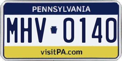 PA license plate MHV0140