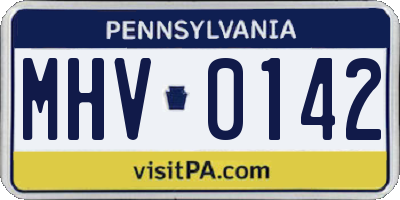 PA license plate MHV0142