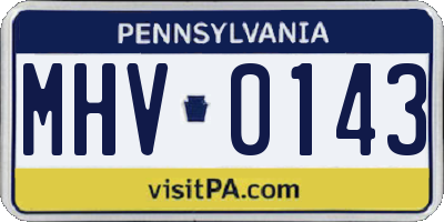 PA license plate MHV0143