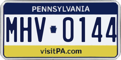 PA license plate MHV0144