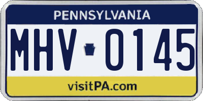 PA license plate MHV0145
