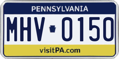 PA license plate MHV0150