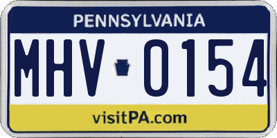 PA license plate MHV0154