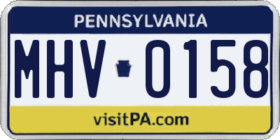 PA license plate MHV0158
