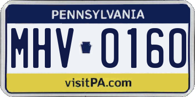 PA license plate MHV0160
