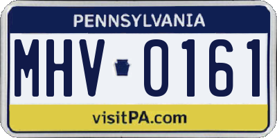 PA license plate MHV0161