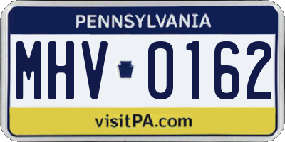 PA license plate MHV0162