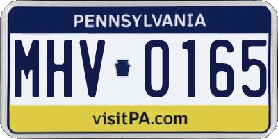 PA license plate MHV0165