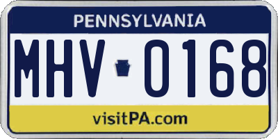 PA license plate MHV0168