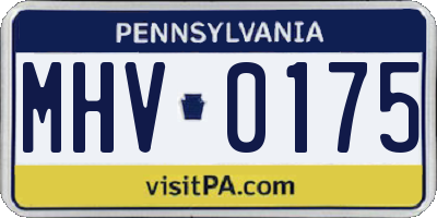 PA license plate MHV0175