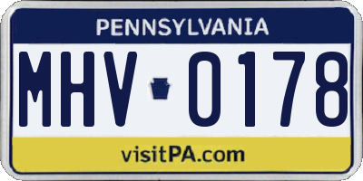 PA license plate MHV0178
