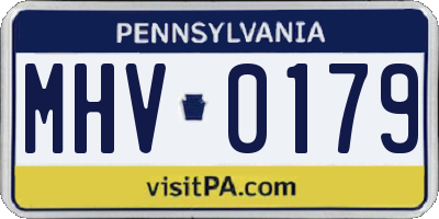 PA license plate MHV0179