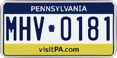 PA license plate MHV0181
