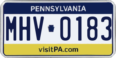 PA license plate MHV0183