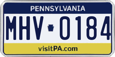 PA license plate MHV0184