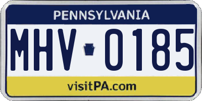 PA license plate MHV0185