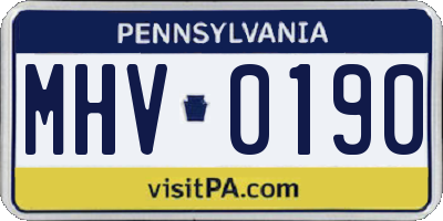 PA license plate MHV0190