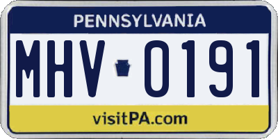 PA license plate MHV0191