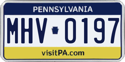 PA license plate MHV0197