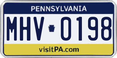 PA license plate MHV0198