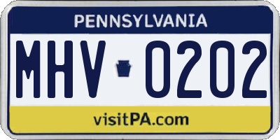 PA license plate MHV0202