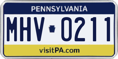 PA license plate MHV0211