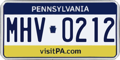 PA license plate MHV0212