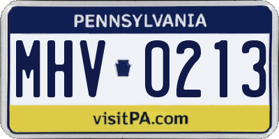 PA license plate MHV0213